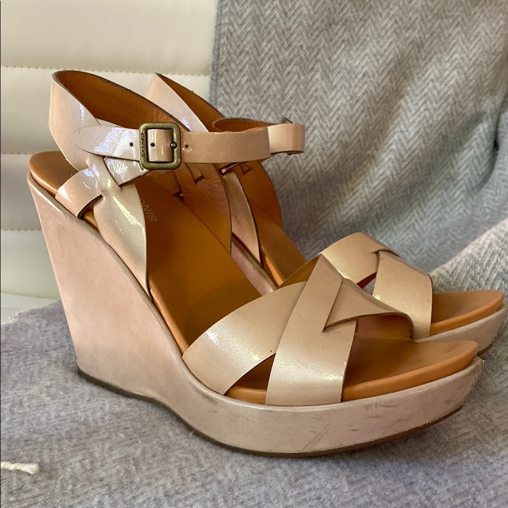 Kork-Ease Champagne Wedge Sandals 8